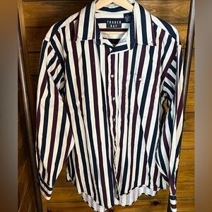 Vintage Trader Bay Vertical Stripe Button Up Shirt – Men’s Large – 90s Retro